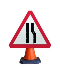 Road Narrows Right Cone Sign