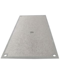 Safe lifting anti-slip steel road plate with pre-drilled lifting holes for trench or road surface coverage.