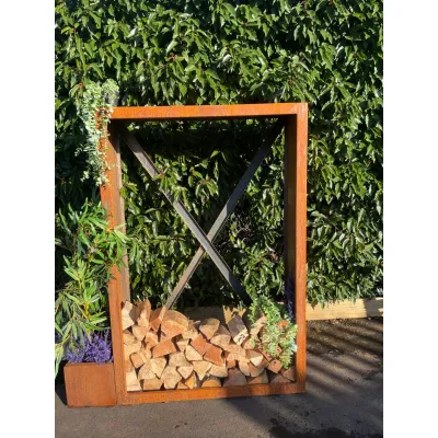 Corten Steel Log Store - Tall