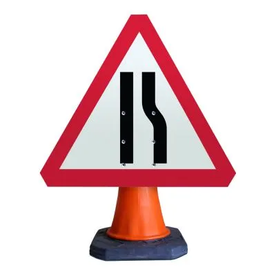Road Narrows Right Cone Sign Road Narrows Right Cone Sign