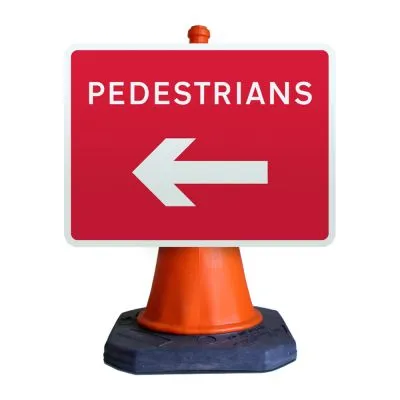 Pedestrians Left Cone Sign